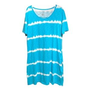Just Be Teal Cotton Tie Dye Beach Coverup L